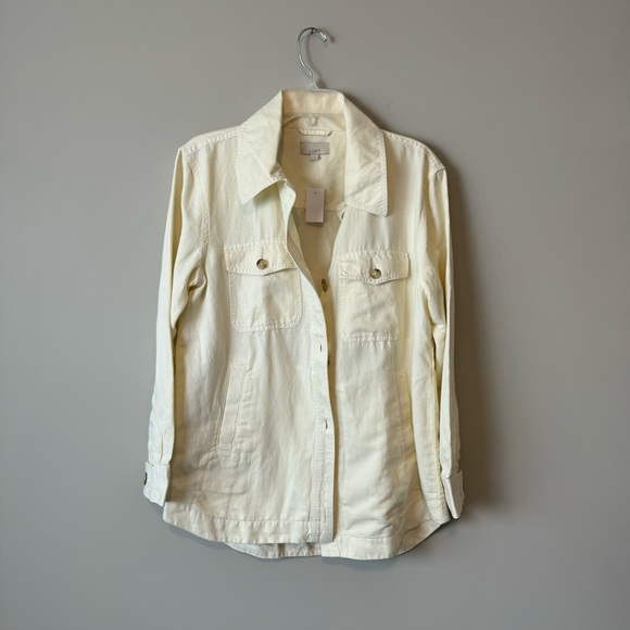 NWT Loft Cream Oversized Button Shacket Shirt Jacket - Picture 5 of 9